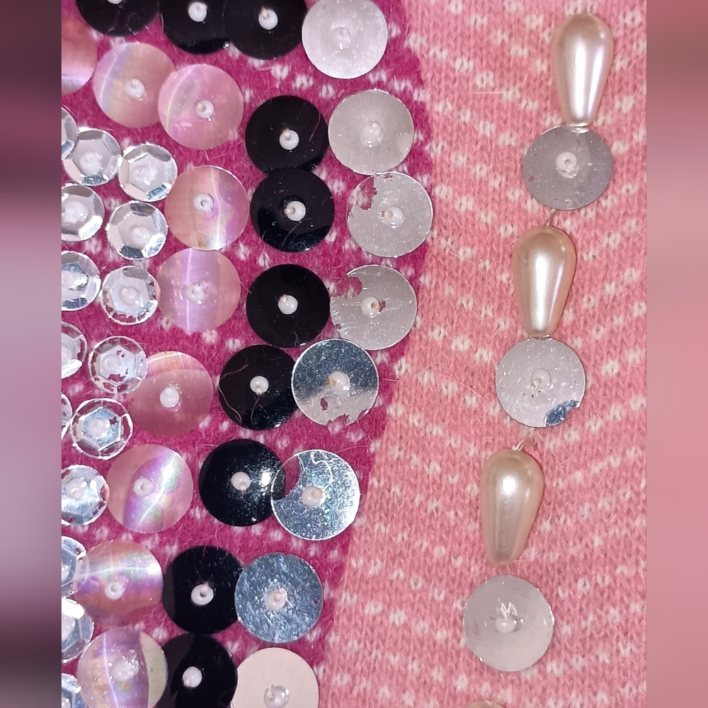 Simone Pia Vintage Italian  Sequin Butterfly Print sweater Size Small - Picture 6 of 16